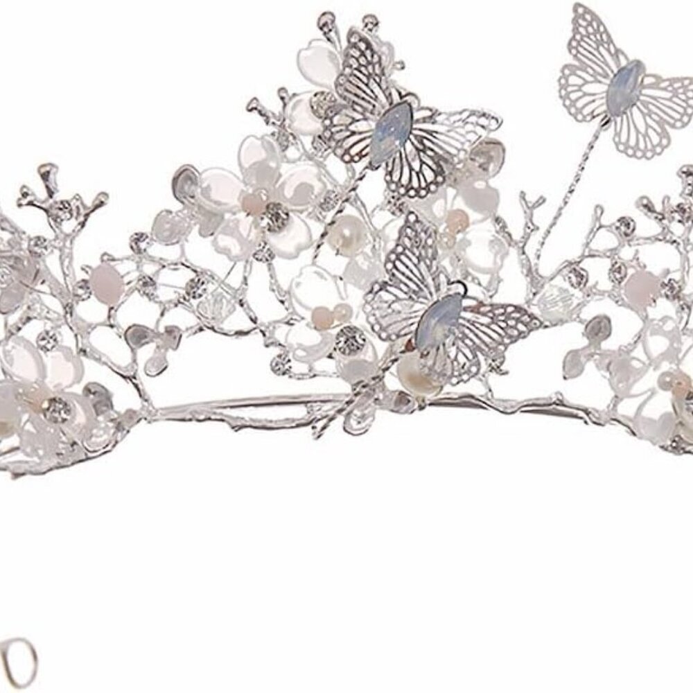 Butterfly Crowns And Tiaras Flower Rhinestone Bride Crown Baroque Queen Tiaras P